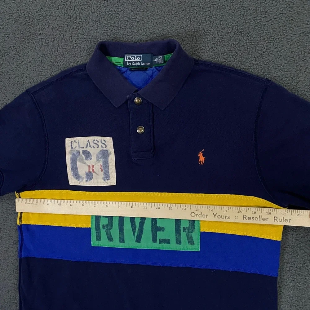 Polo Ralph Lauren Shirt Mens Large Navy Blue River RL Rafting 34 Class C1